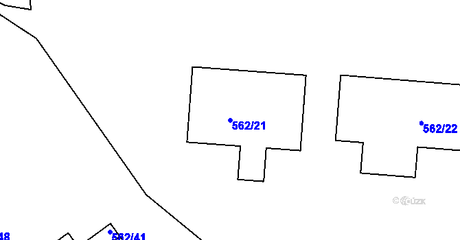 Parcela st. 562/21 v KÚ Dalovice, Katastrální mapa