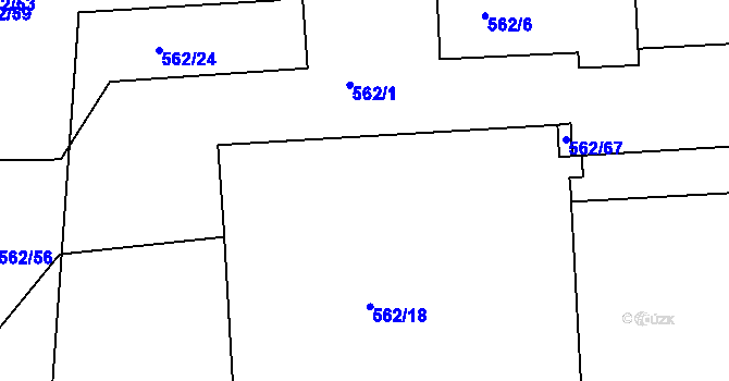 Parcela st. 562/25 v KÚ Dalovice, Katastrální mapa