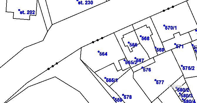Parcela st. 564 v KÚ Dalovice, Katastrální mapa