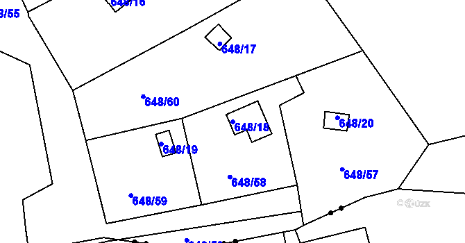 Parcela st. 648/18 v KÚ Dalovice, Katastrální mapa
