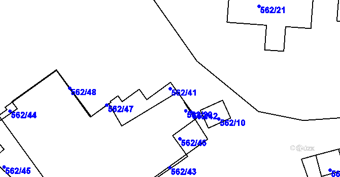 Parcela st. 562/41 v KÚ Dalovice, Katastrální mapa