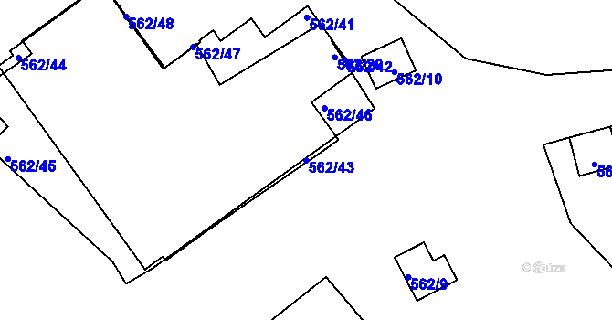 Parcela st. 562/43 v KÚ Dalovice, Katastrální mapa