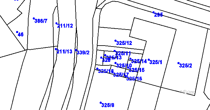 Parcela st. 325/13 v KÚ Dalovice, Katastrální mapa