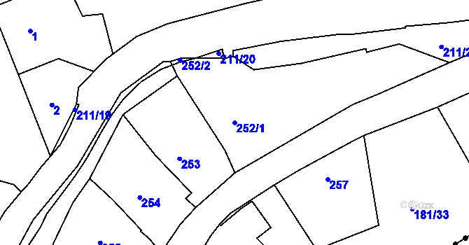 Parcela st. 252/1 v KÚ Dalovice, Katastrální mapa