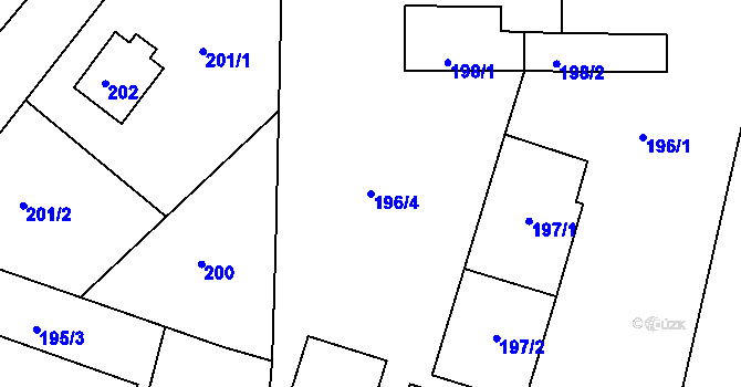 Parcela st. 196/4 v KÚ Všeborovice, Katastrální mapa