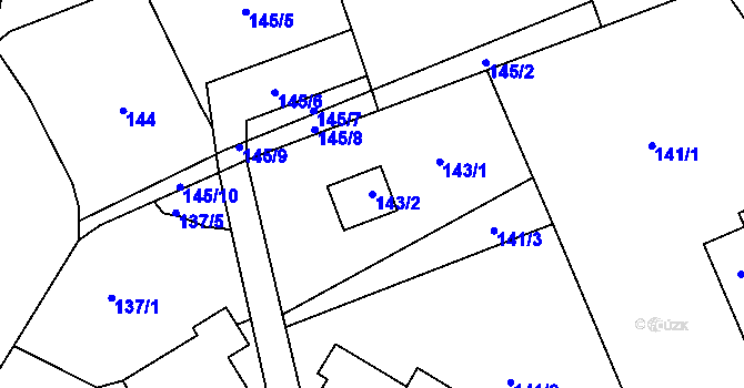 Parcela st. 143/2 v KÚ Všeborovice, Katastrální mapa