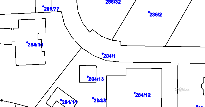 Parcela st. 284/1 v KÚ Všeborovice, Katastrální mapa