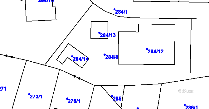 Parcela st. 284/8 v KÚ Všeborovice, Katastrální mapa