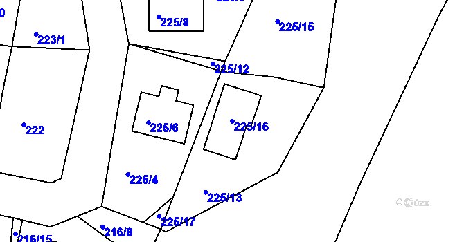 Parcela st. 225/16 v KÚ Všeborovice, Katastrální mapa