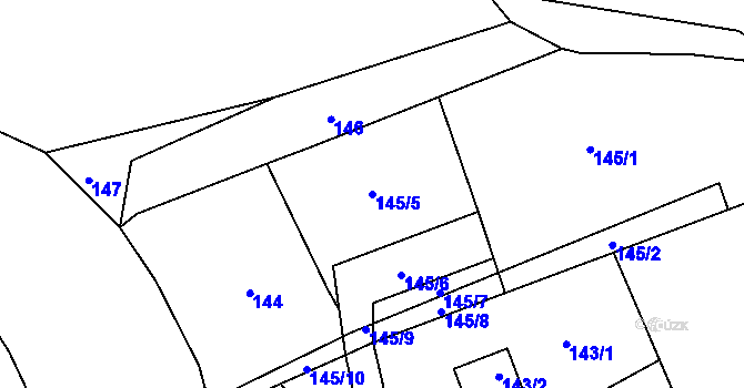 Parcela st. 145/5 v KÚ Všeborovice, Katastrální mapa