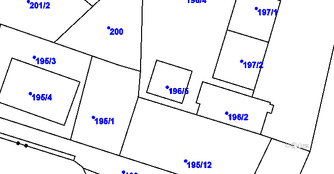 Parcela st. 196/5 v KÚ Všeborovice, Katastrální mapa
