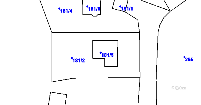 Parcela st. 181/5 v KÚ Všeborovice, Katastrální mapa