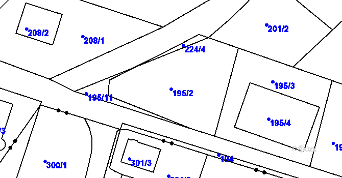 Parcela st. 195/2 v KÚ Všeborovice, Katastrální mapa
