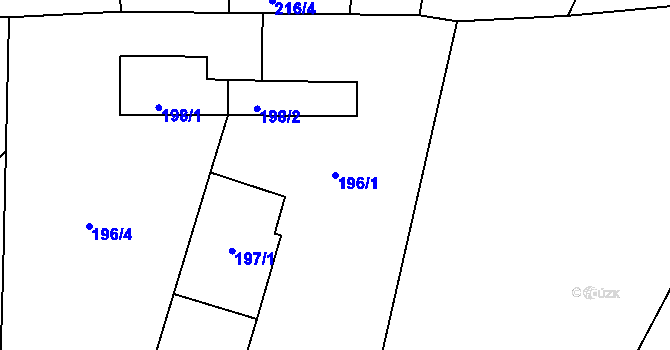 Parcela st. 196/1 v KÚ Všeborovice, Katastrální mapa