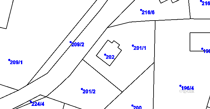 Parcela st. 202 v KÚ Všeborovice, Katastrální mapa