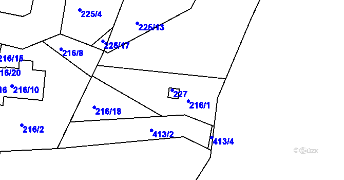 Parcela st. 227 v KÚ Všeborovice, Katastrální mapa