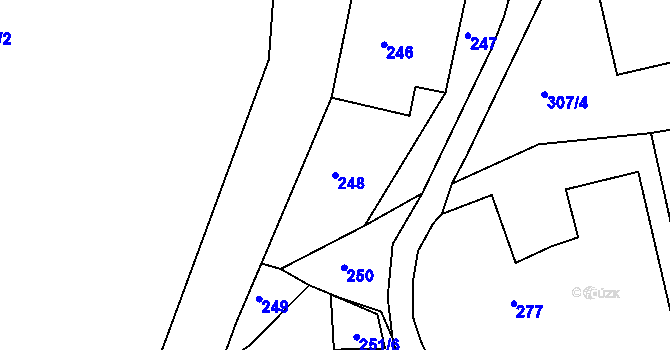 Parcela st. 248 v KÚ Všeborovice, Katastrální mapa