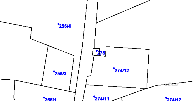 Parcela st. 275 v KÚ Všeborovice, Katastrální mapa