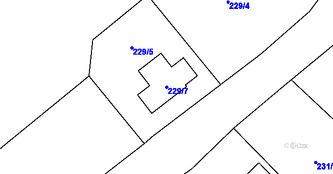 Parcela st. 229/7 v KÚ Vysoká u Dalovic, Katastrální mapa