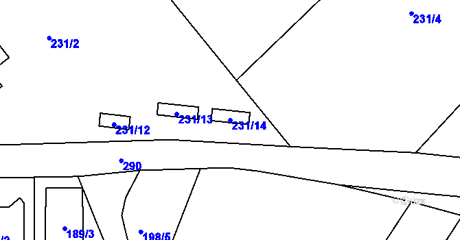 Parcela st. 231/14 v KÚ Vysoká u Dalovic, Katastrální mapa