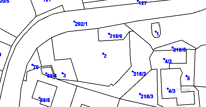 Parcela st. 2 v KÚ Vysoká u Dalovic, Katastrální mapa