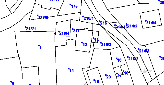 Parcela st. 12 v KÚ Vysoká u Dalovic, Katastrální mapa