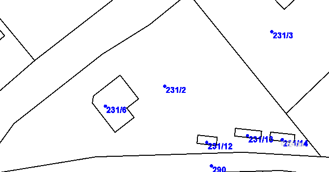 Parcela st. 231/2 v KÚ Vysoká u Dalovic, Katastrální mapa