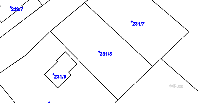 Parcela st. 231/5 v KÚ Vysoká u Dalovic, Katastrální mapa