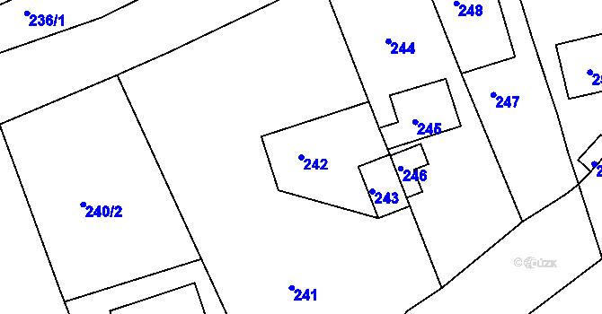 Parcela st. 242 v KÚ Vysoká u Dalovic, Katastrální mapa