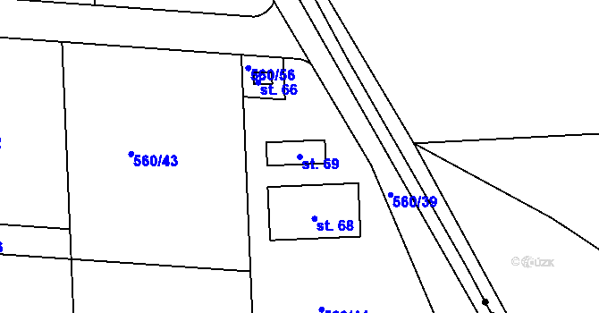 Parcela st. 69 v KÚ Dalovy, Katastrální mapa