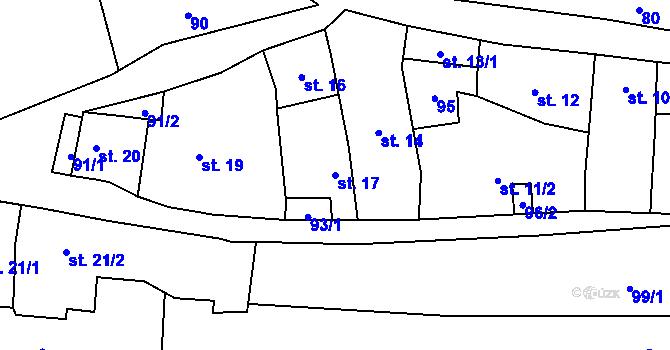 Parcela st. 17 v KÚ Dambořice, Katastrální mapa
