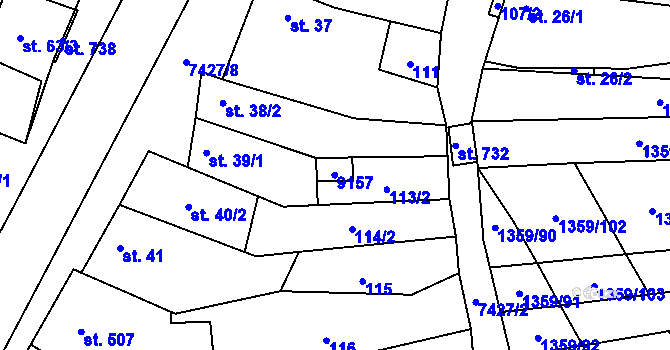 Parcela st. 39/2 v KÚ Dambořice, Katastrální mapa