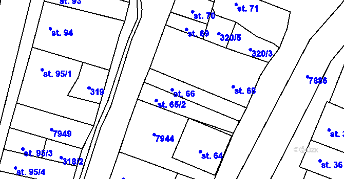 Parcela st. 66 v KÚ Dambořice, Katastrální mapa
