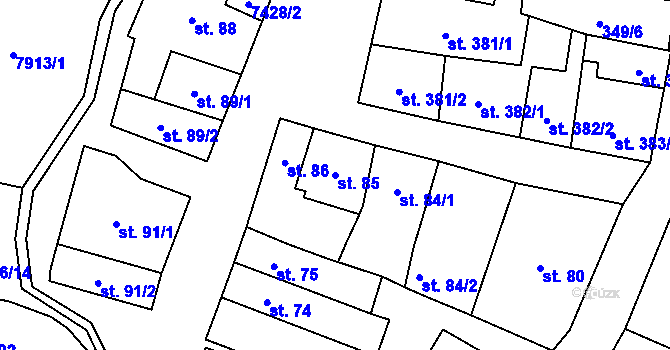 Parcela st. 85 v KÚ Dambořice, Katastrální mapa
