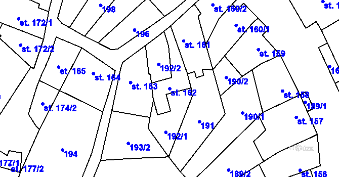 Parcela st. 162 v KÚ Dambořice, Katastrální mapa
