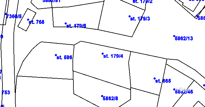 Parcela st. 179/4 v KÚ Dambořice, Katastrální mapa