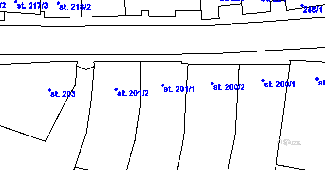 Parcela st. 201/1 v KÚ Dambořice, Katastrální mapa