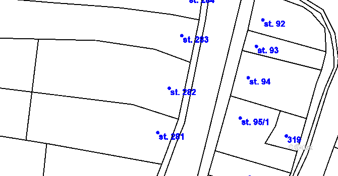 Parcela st. 282 v KÚ Dambořice, Katastrální mapa