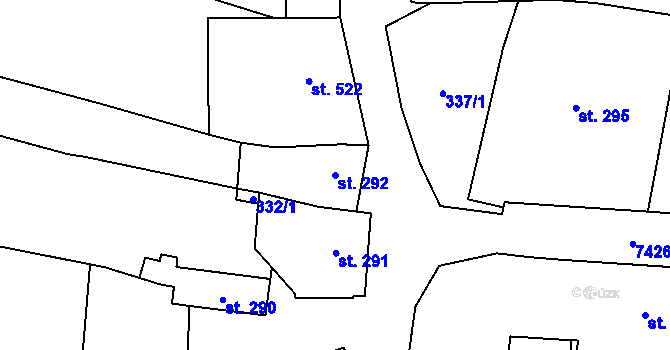 Parcela st. 292 v KÚ Dambořice, Katastrální mapa
