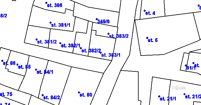 Parcela st. 383/1 v KÚ Dambořice, Katastrální mapa