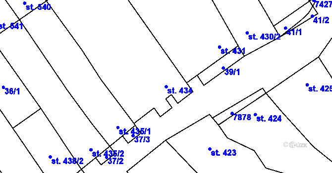 Parcela st. 434 v KÚ Dambořice, Katastrální mapa