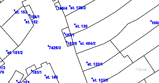 Parcela st. 484/2 v KÚ Dambořice, Katastrální mapa