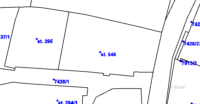 Parcela st. 546 v KÚ Dambořice, Katastrální mapa