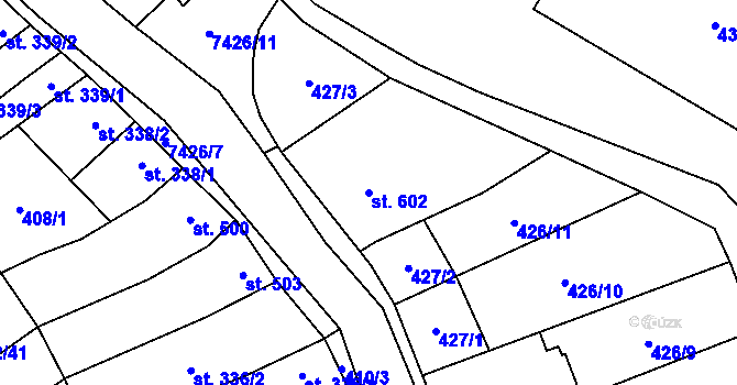 Parcela st. 602 v KÚ Dambořice, Katastrální mapa