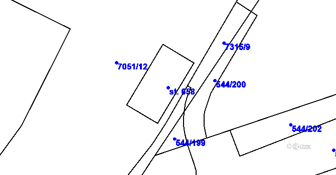 Parcela st. 658 v KÚ Dambořice, Katastrální mapa