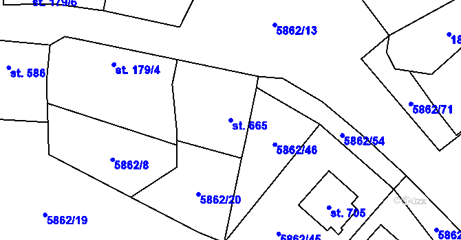 Parcela st. 665 v KÚ Dambořice, Katastrální mapa