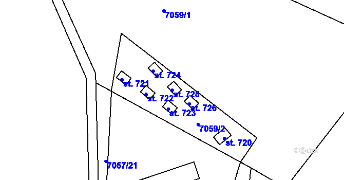 Parcela st. 725 v KÚ Dambořice, Katastrální mapa