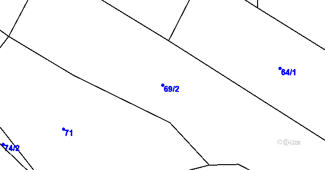 Parcela st. 69/2 v KÚ Dambořice, Katastrální mapa