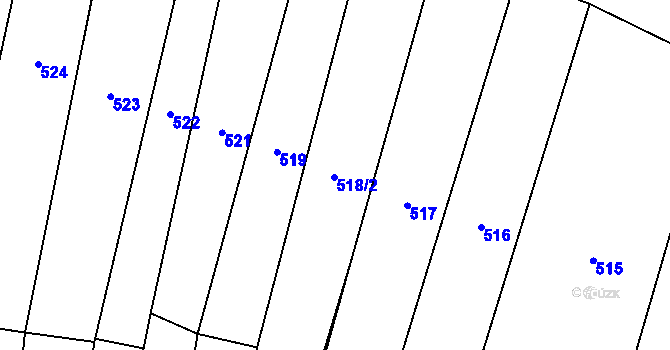 Parcela st. 518 v KÚ Dambořice, Katastrální mapa