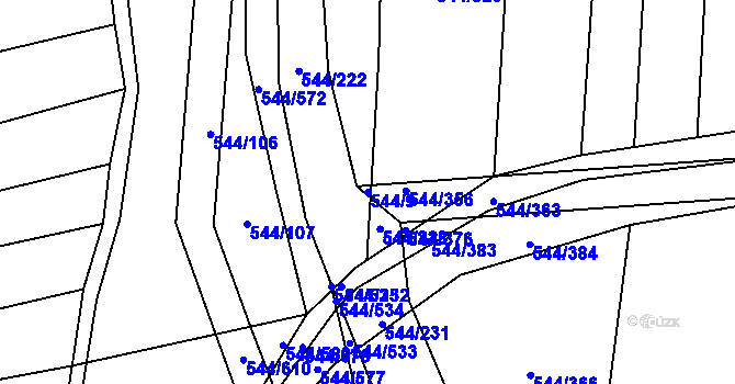 Parcela st. 544/9 v KÚ Dambořice, Katastrální mapa